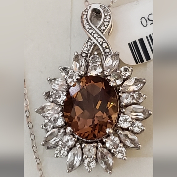 20", Alexite & White Topaz pendant and chain 925 Sterling Silver, NWT - Picture 1 of 8